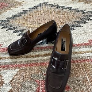 🤎 Vintage 90s/Y2K Brown Leather Buckle Loafers 🤎
